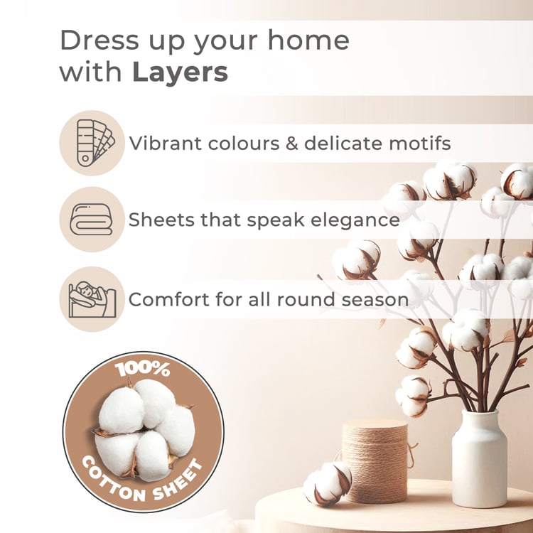 LAYERS Marigold Cotton 144TC Floral Print 3Pcs Super King Bedsheet Set