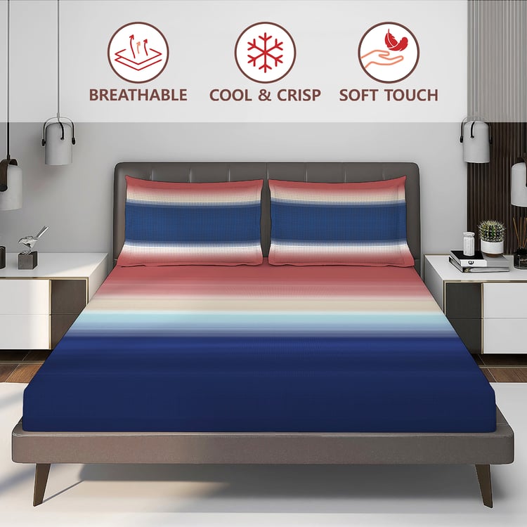 LAYERS Durathread Cotton 144TC Striped 3Pcs Super King Bedsheet Set