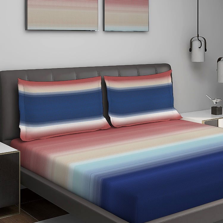 LAYERS Durathread Cotton 144TC Striped 3Pcs Super King Bedsheet Set