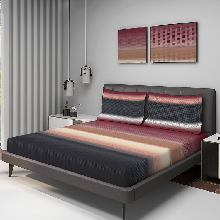 LAYERS Durathread Cotton 225TC Striped 3Pcs Super King Bedsheet Set