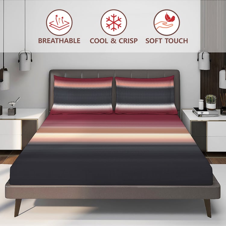 LAYERS Durathread Cotton 225TC Striped 3Pcs Super King Bedsheet Set