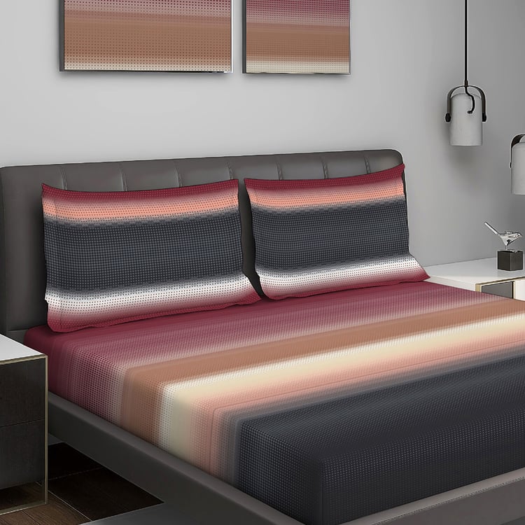LAYERS Durathread Cotton 225TC Striped 3Pcs Super King Bedsheet Set