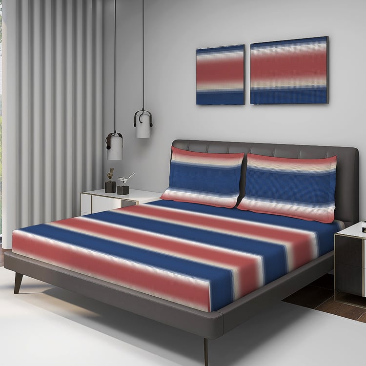 LAYERS Durathread Cotton 225TC Striped 3Pcs Super King Bedsheet Set