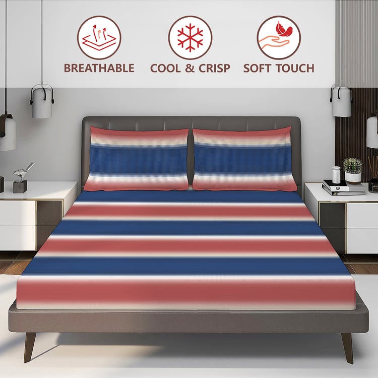 LAYERS Durathread Cotton 225TC Striped 3Pcs Super King Bedsheet Set