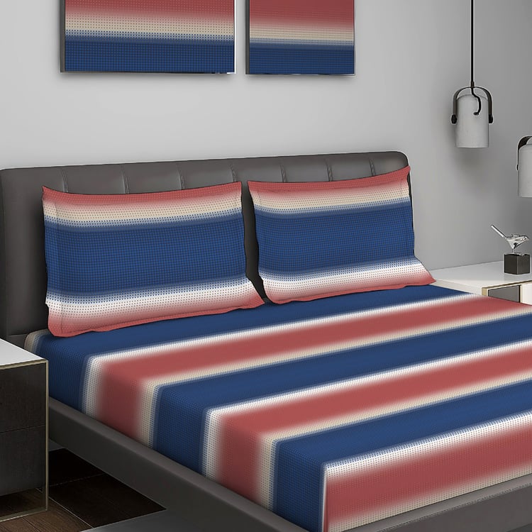 LAYERS Durathread Cotton 225TC Striped 3Pcs Super King Bedsheet Set