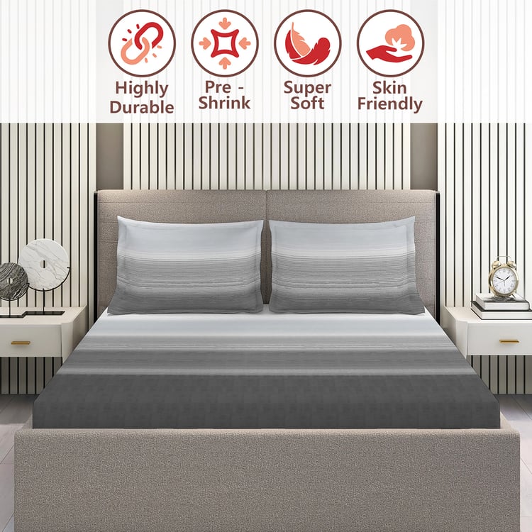 LAYERS Duracount Cotton 225TC Striped 3Pcs Super King Bedsheet Set