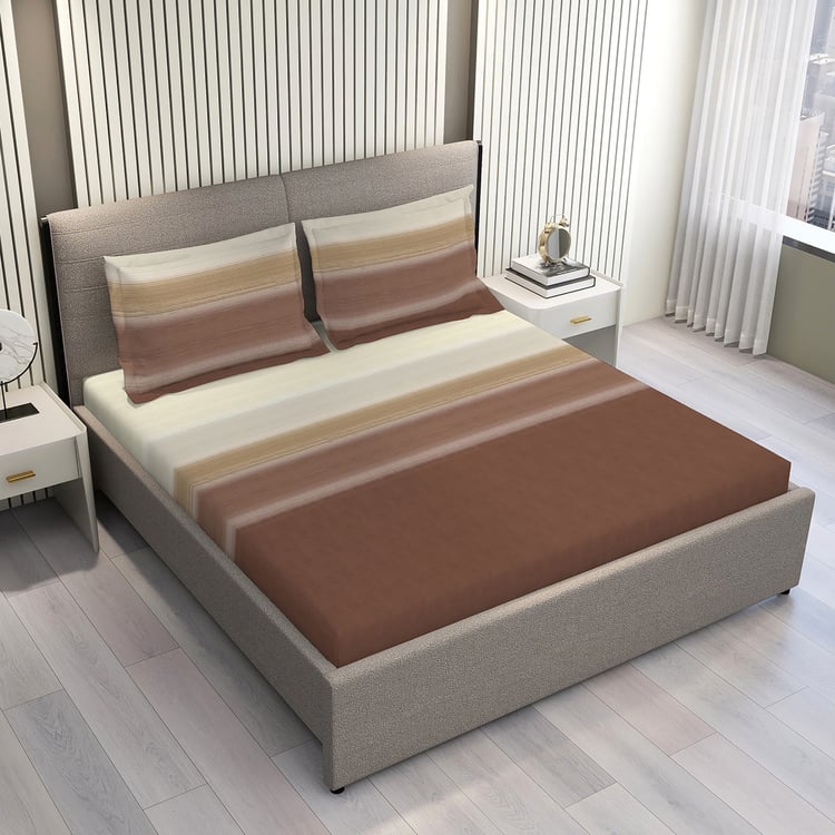 LAYERS Duracount Cotton 225TC Striped 3Pcs Super King Bedsheet Set