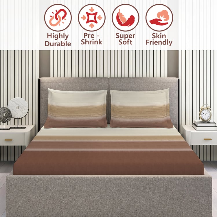 LAYERS Duracount Cotton 225TC Striped 3Pcs Super King Bedsheet Set