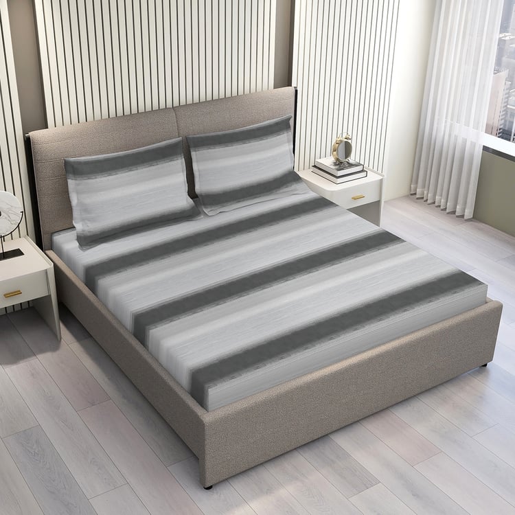LAYERS Duracount Cotton 225TC Striped 3Pcs Super King Bedsheet Set