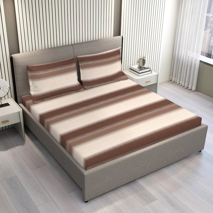 LAYERS Duracount Cotton 225TC Striped 3Pcs Super King Bedsheet Set