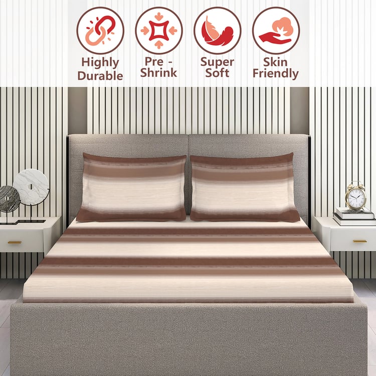 LAYERS Duracount Cotton 225TC Striped 3Pcs Super King Bedsheet Set