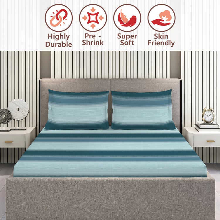 LAYERS Duracount Cotton 225TC Striped 3Pcs Super King Bedsheet Set