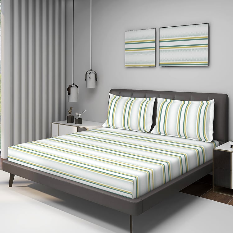 LAYERS Durathread Cotton 225TC Striped 3Pcs Super King Bedsheet Set