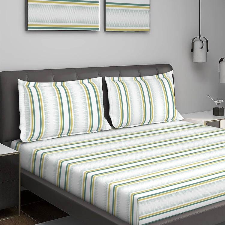 LAYERS Durathread Cotton 225TC Striped 3Pcs Super King Bedsheet Set