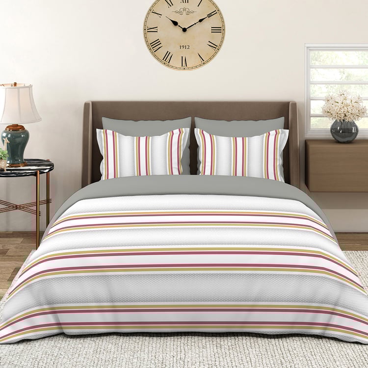 LAYERS Durathread Cotton 225TC Striped 3Pcs Super King Bedsheet Set