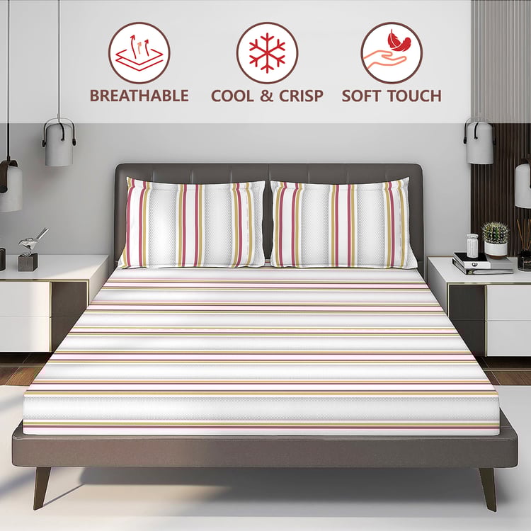 LAYERS Durathread Cotton 225TC Striped 3Pcs Super King Bedsheet Set