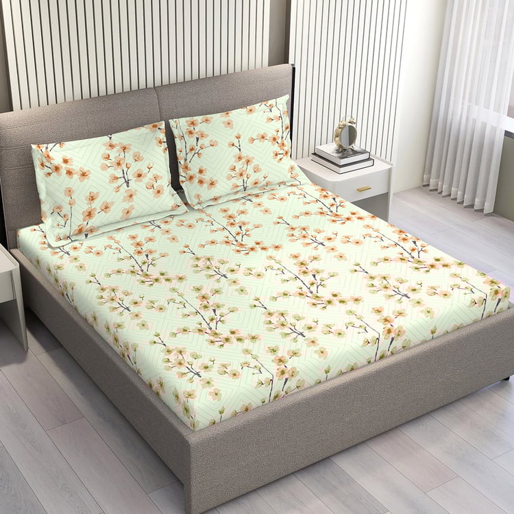 LAYERS Home Easy Cotton 144TC Floral Print 3Pcs Super King Bedsheet Set