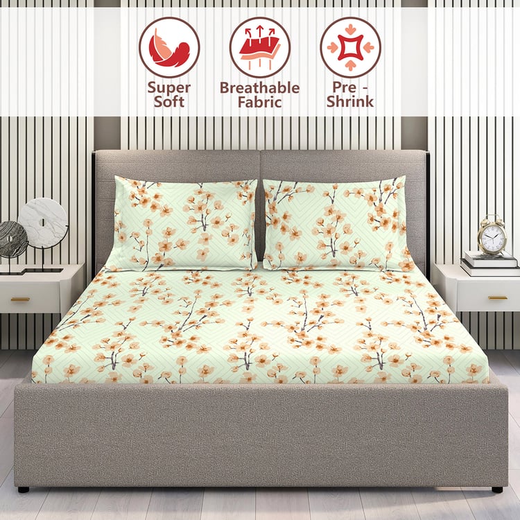 LAYERS Home Easy Cotton 144TC Floral Print 3Pcs Super King Bedsheet Set