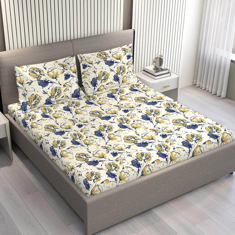 LAYERS Home Easy Cotton 144TC Floral Print 3Pcs Super King Bedsheet Set