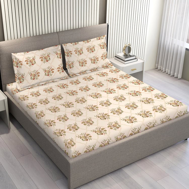LAYERS Home Easy Cotton 144TC Floral Print 3Pcs Super King Bedsheet Set