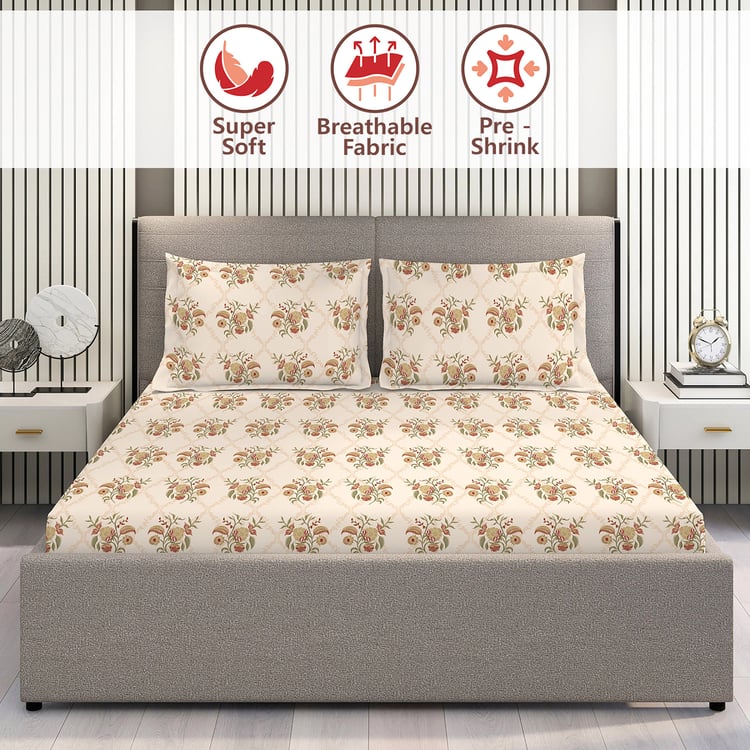 LAYERS Home Easy Cotton 144TC Floral Print 3Pcs Super King Bedsheet Set