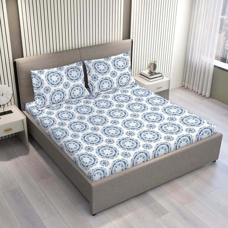 LAYERS Lumina Floret Cotton 144TC Geometric Print 3Pcs Queen Bedsheet Set