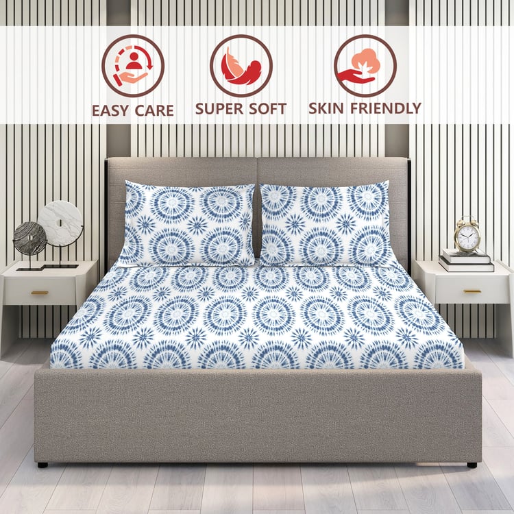 LAYERS Lumina Floret Cotton 144TC Geometric Print 3Pcs Queen Bedsheet Set