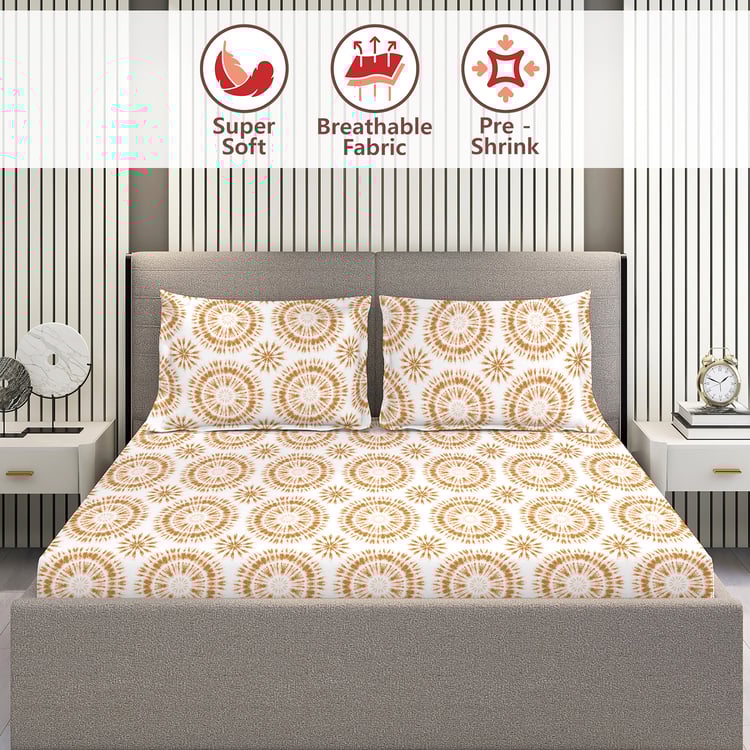 LAYERS Home Easy Cotton 144TC Ethnic Print 3Pcs Queen Bedsheet Set