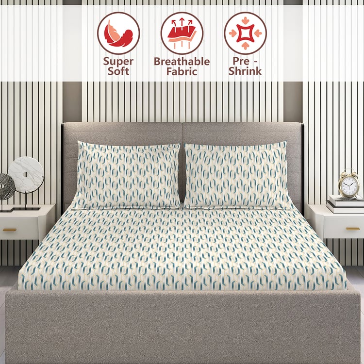 LAYERS Home Easy Cotton 144TC Geometric Print 3Pcs Queen Bedsheet Set