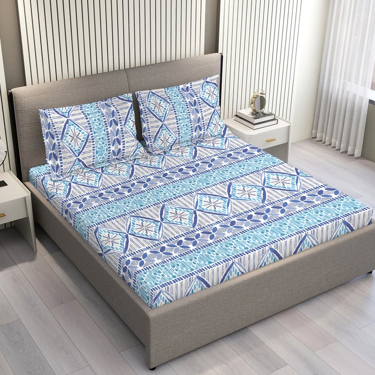 LAYERS Home Easy Cotton 144TC Ethnic Print 3Pcs Queen Bedsheet Set