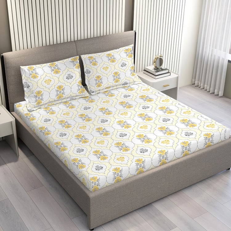 LAYERS Aura Microfibre Ethnic Print 3Pcs Queen Bedsheet Set