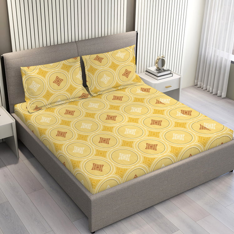 LAYERS Aura Microfibre Geometric Print 3Pcs Queen Bedsheet Set