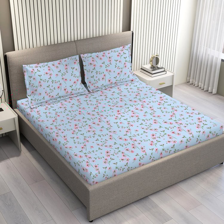 LAYERS Aria Microfibre Floral Print 3Pcs Queen Bedsheet Set