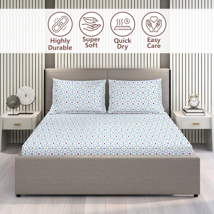 LAYERS Aria Microfibre Floral Print 3Pcs Queen Bedsheet Set