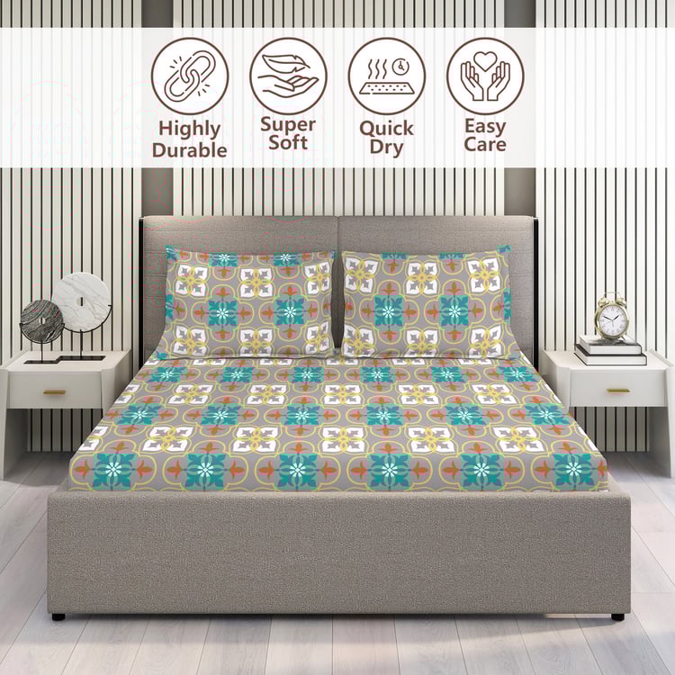 LAYERS Aria Microfibre Ethnic Print 3Pcs Queen Bedsheet Set