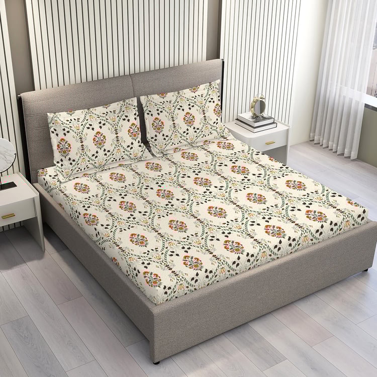 LAYERS Aura Microfibre Floral Print 3Pcs Super King Bedsheet Set