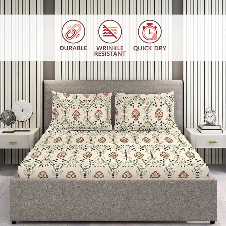 LAYERS Aura Microfibre Floral Print 3Pcs Super King Bedsheet Set