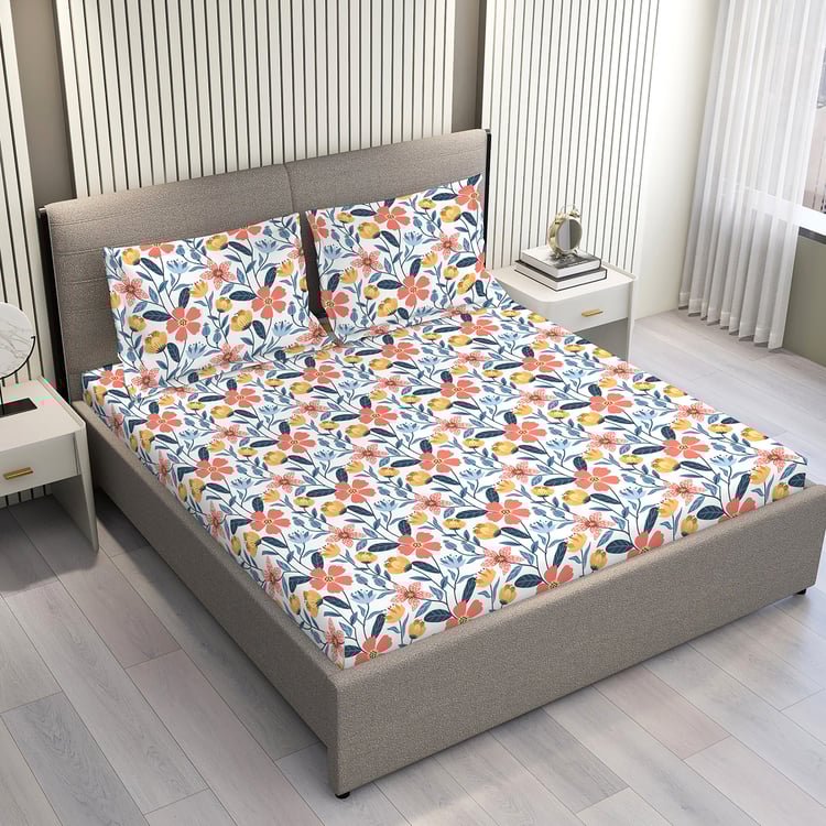 LAYERS Aura Microfibre Floral Print 3Pcs Super King Bedsheet Set