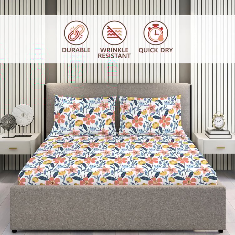 LAYERS Aura Microfibre Floral Print 3Pcs Super King Bedsheet Set