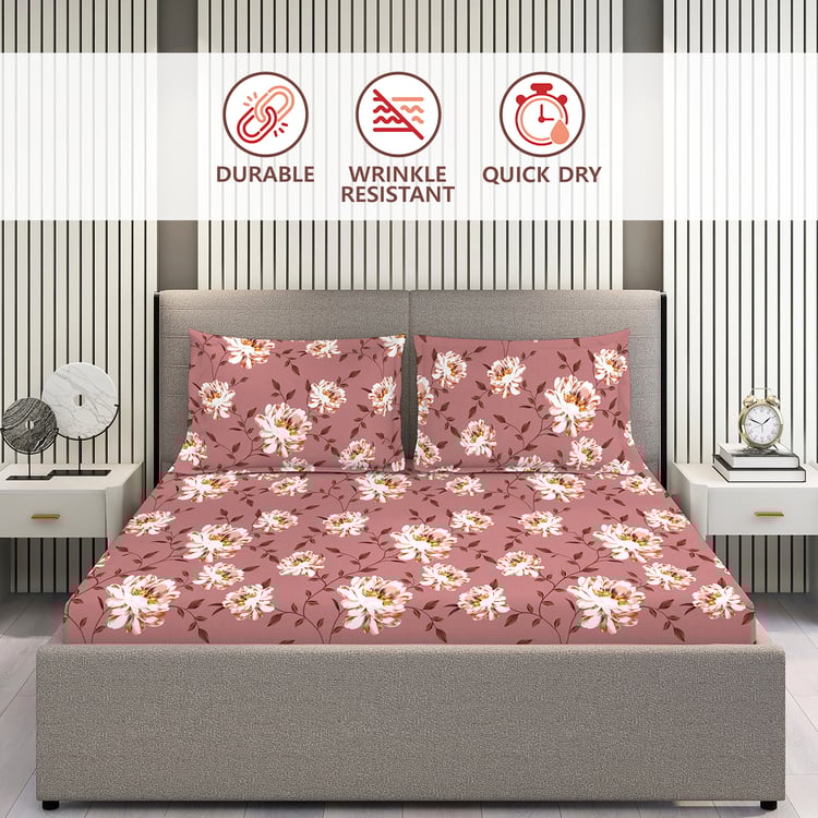LAYERS Aura Microfibre Floral Print 3Pcs Super King Bedsheet Set