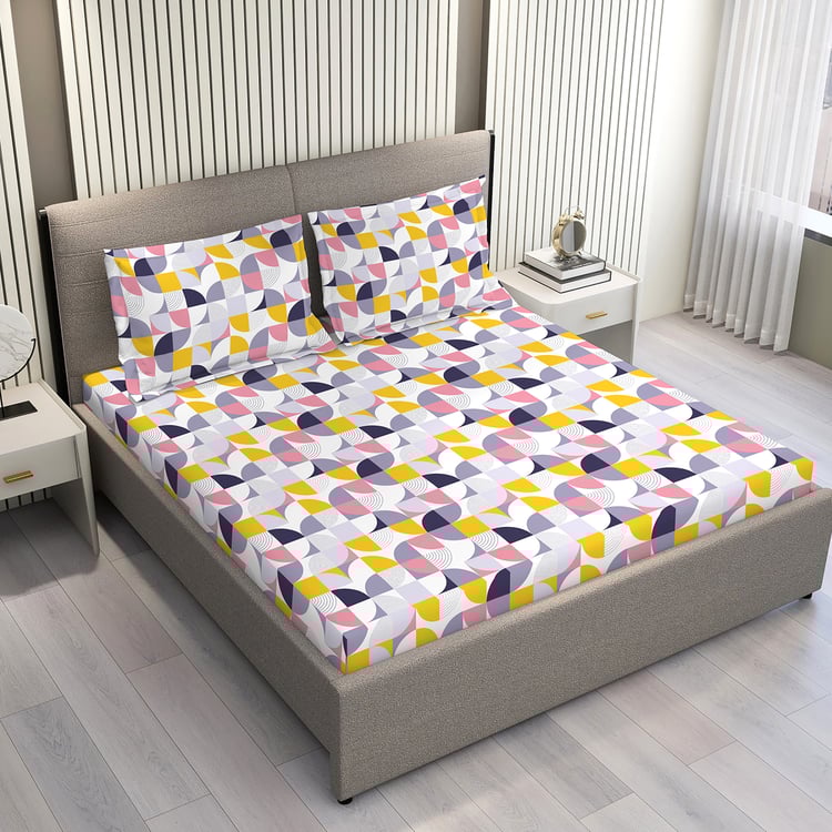 LAYERS Aura Microfibre Geometric Print 3Pcs Super King Bedsheet Set