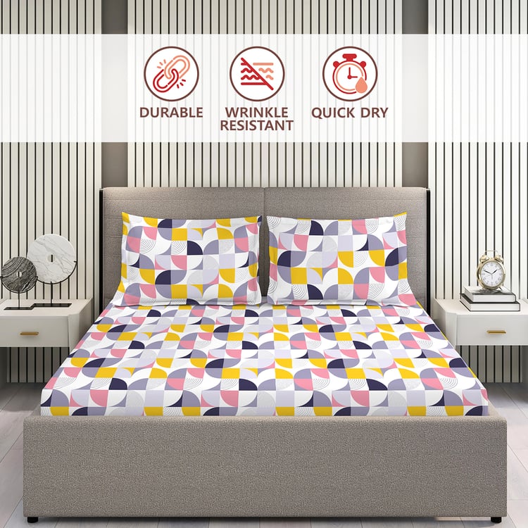 LAYERS Aura Microfibre Geometric Print 3Pcs Super King Bedsheet Set