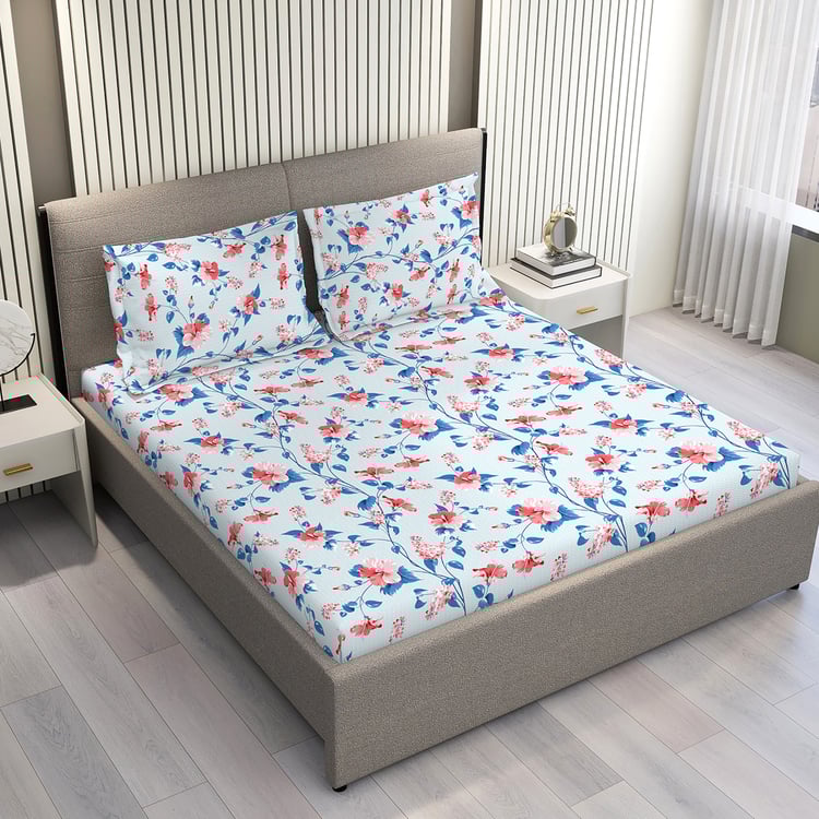 LAYERS Aura Microfibre Floral Print 3Pcs Super King Bedsheet Set