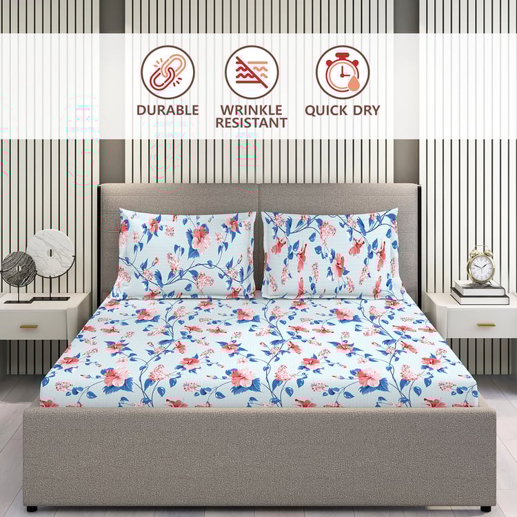 LAYERS Aura Microfibre Floral Print 3Pcs Super King Bedsheet Set