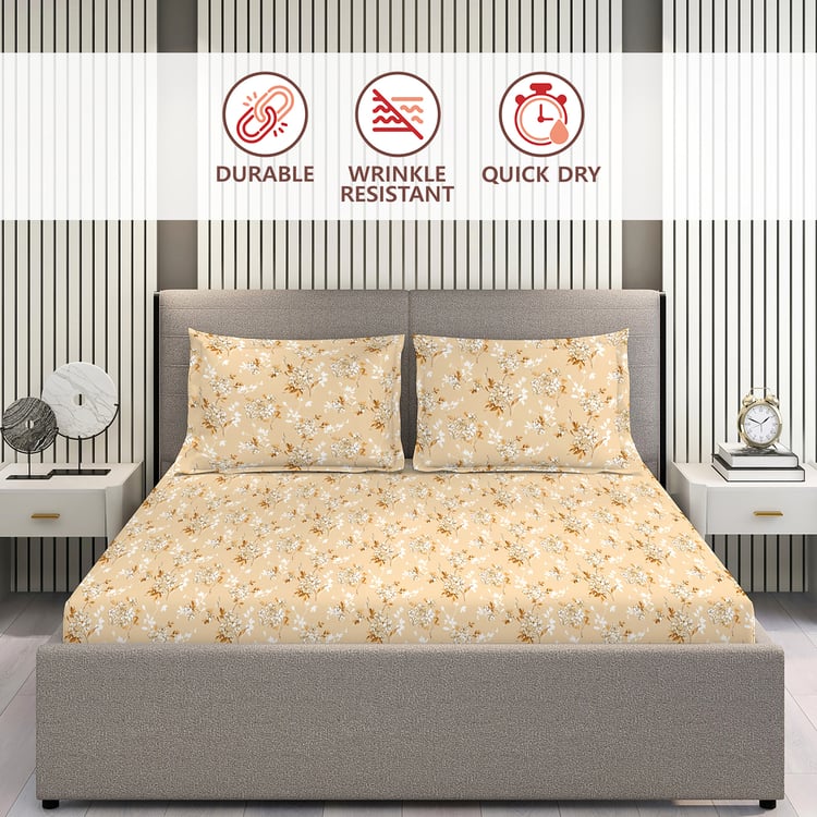 LAYERS Aura Microfibre Floral Print 3Pcs Super King Bedsheet Set