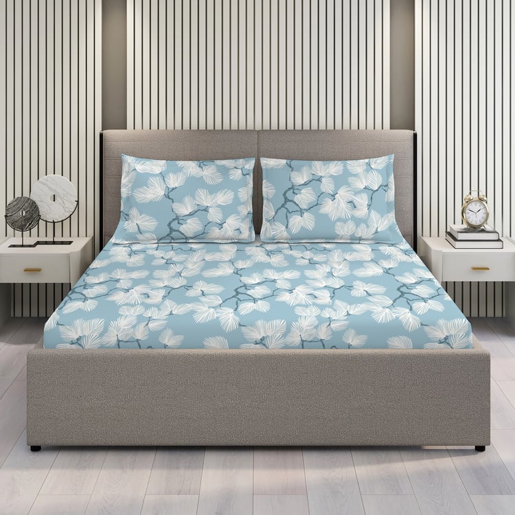 LAYERS Bloom Microfibre Floral Print 3Pcs Queen Bedsheet Set