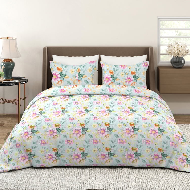 LAYERS Bloom Microfibre Floral Print 3Pcs Queen Bedsheet Set