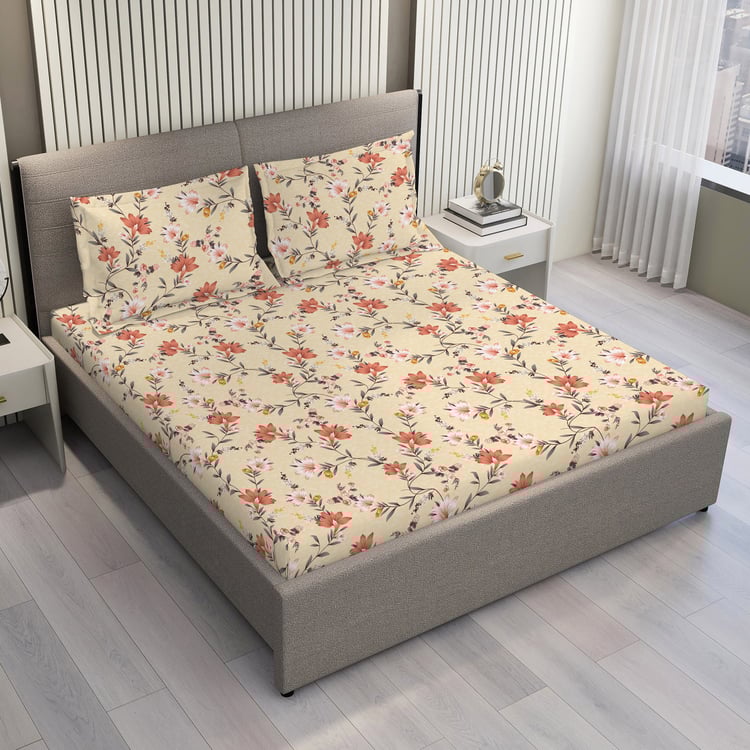 LAYERS Bloom Microfibre Floral Print 3Pcs Queen Bedsheet Set