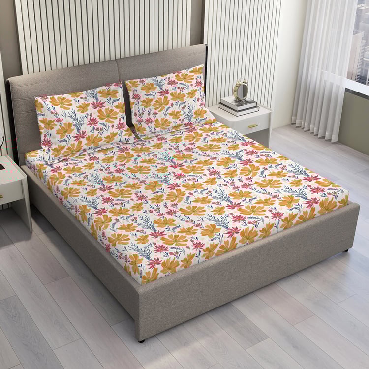 LAYERS Bloom Microfibre Floral Print 3Pcs Queen Bedsheet Set