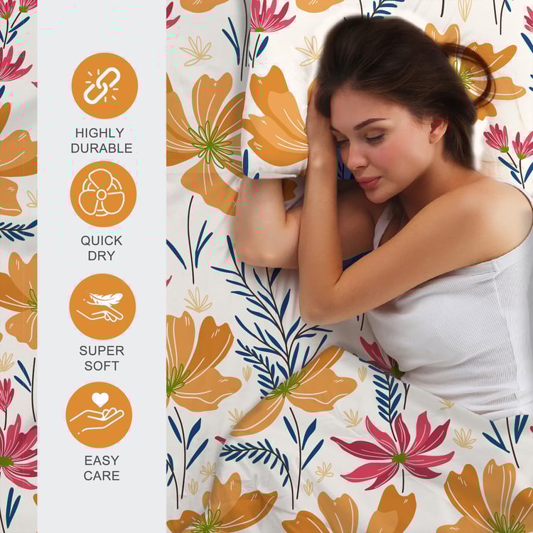 LAYERS Bloom Microfibre Floral Print 3Pcs Queen Bedsheet Set